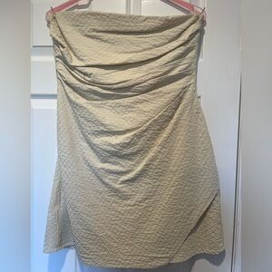 Strapless cream cocktail dress